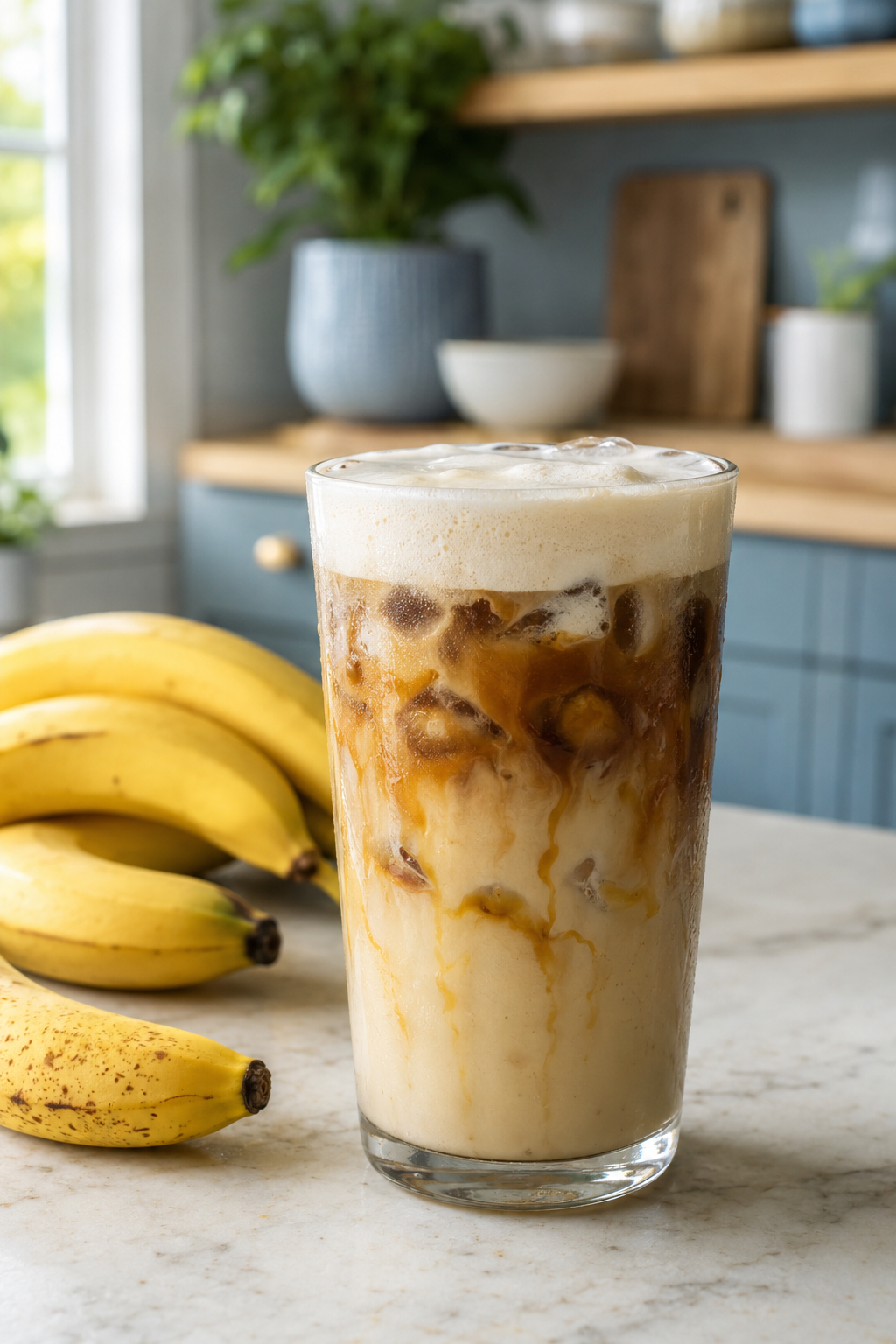 Iced Banana Bread Latte with Vanilla Cold Foam